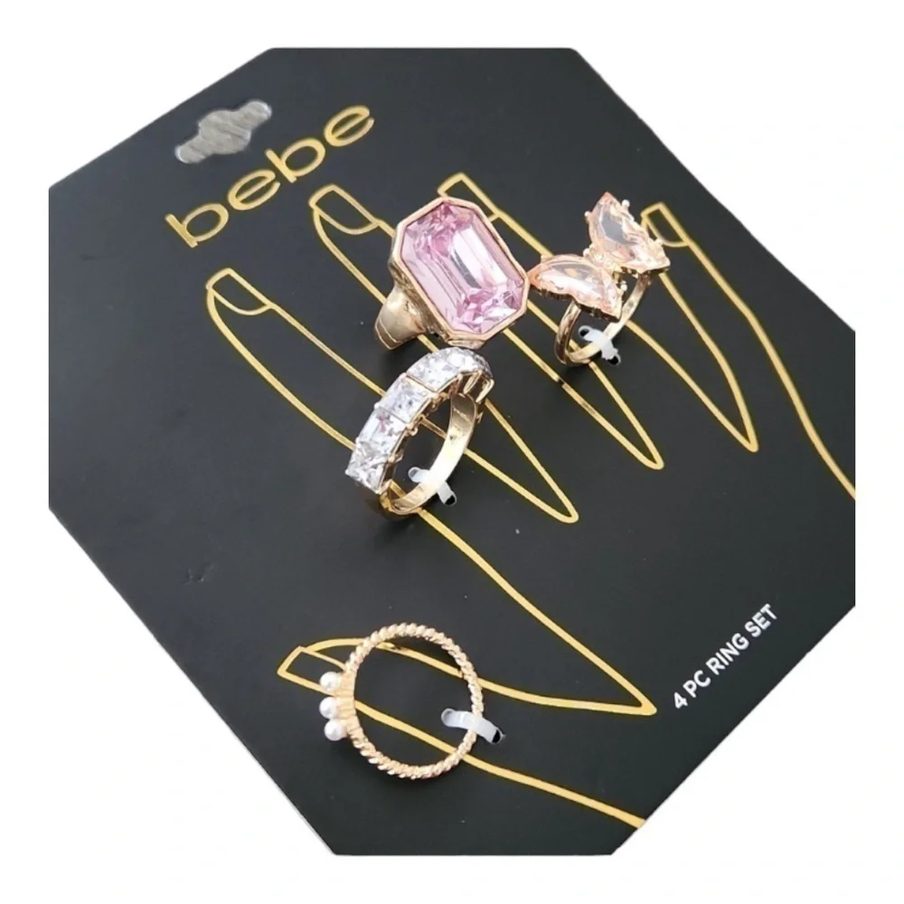 NWT-BEBE-4 PIECE RING SET - Picture 2 of 4